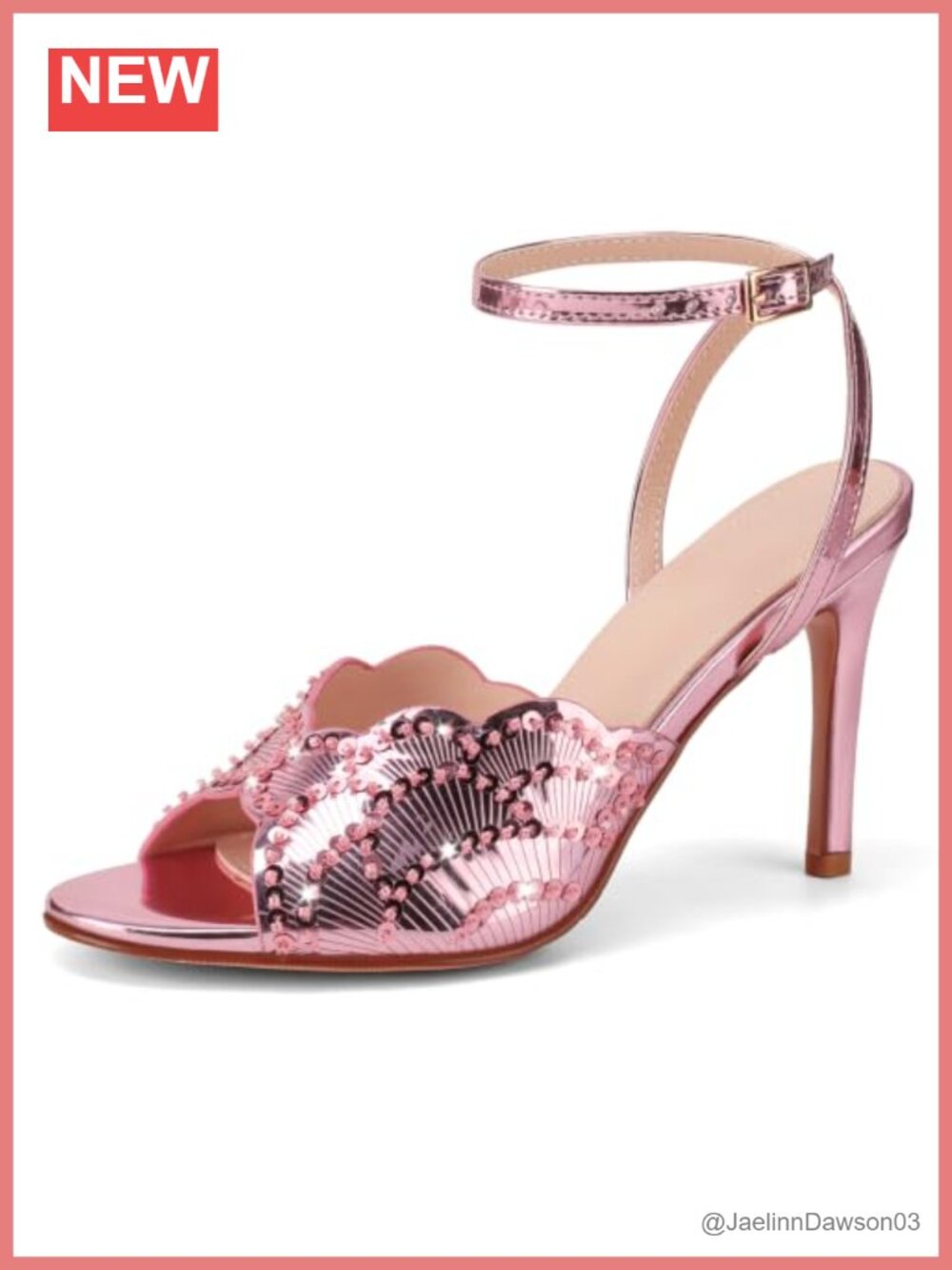 Sequin Open Toe Stiletto Heeled Sandals Women's Adjustable Ankle Strap Glitter
